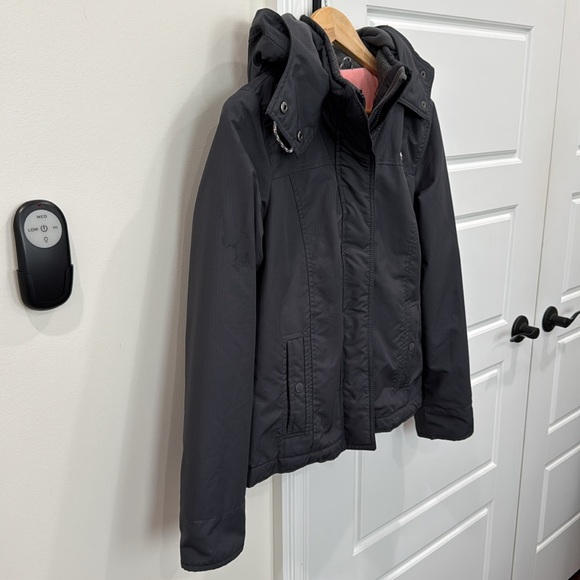 Hollister All Weather Jacket Pink Fleece Lined Charcoal Gray, Juniors Medium - Picture 4 of 11